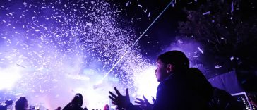 Children look in amazement at the lights display